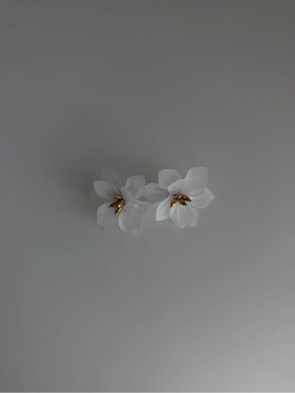 White Floral Statement Earrings with Gold Centers